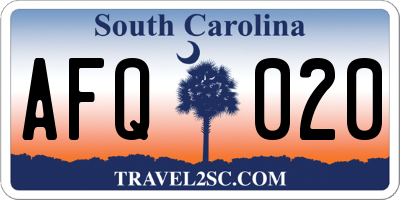 SC license plate AFQ020