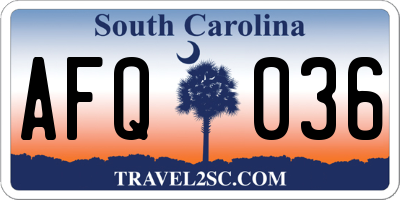 SC license plate AFQ036