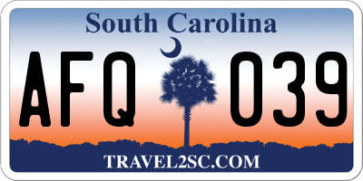 SC license plate AFQ039