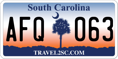 SC license plate AFQ063