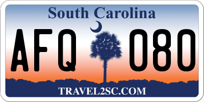 SC license plate AFQ080