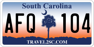 SC license plate AFQ104