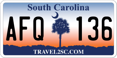 SC license plate AFQ136