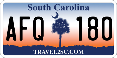 SC license plate AFQ180