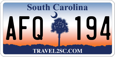 SC license plate AFQ194