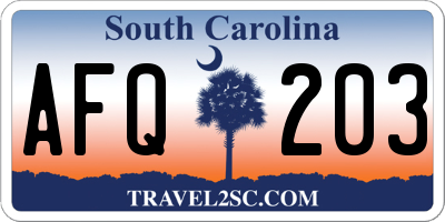 SC license plate AFQ203