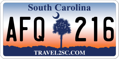 SC license plate AFQ216