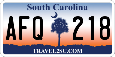 SC license plate AFQ218