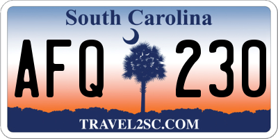 SC license plate AFQ230
