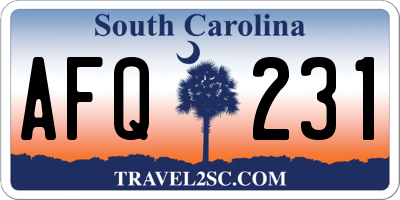 SC license plate AFQ231
