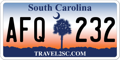 SC license plate AFQ232