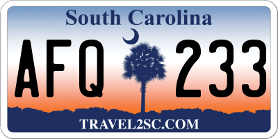 SC license plate AFQ233