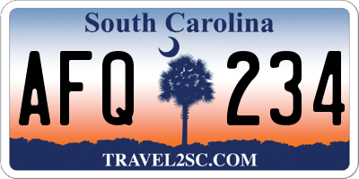 SC license plate AFQ234