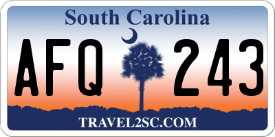SC license plate AFQ243