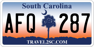 SC license plate AFQ287