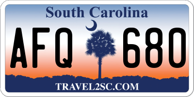 SC license plate AFQ680