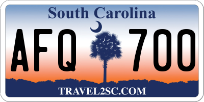 SC license plate AFQ700