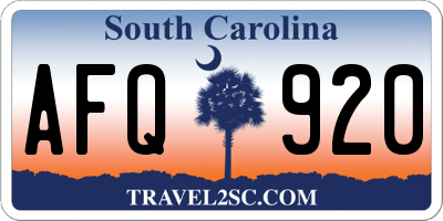 SC license plate AFQ920