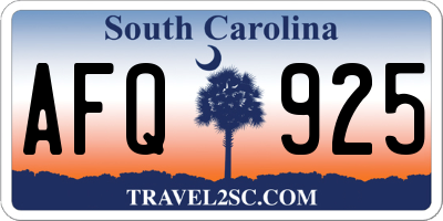 SC license plate AFQ925