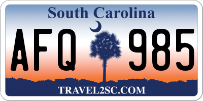 SC license plate AFQ985