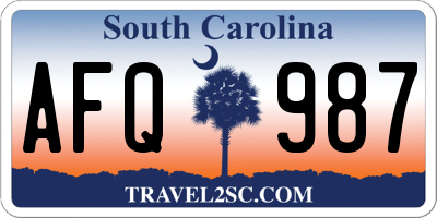 SC license plate AFQ987