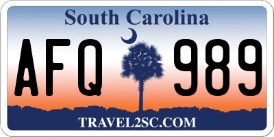 SC license plate AFQ989