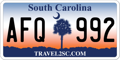 SC license plate AFQ992