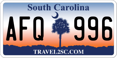 SC license plate AFQ996