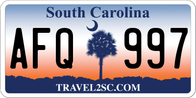 SC license plate AFQ997