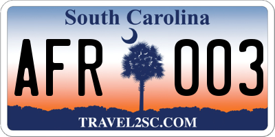 SC license plate AFR003