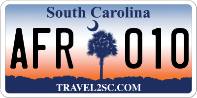 SC license plate AFR010