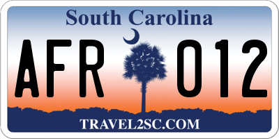 SC license plate AFR012