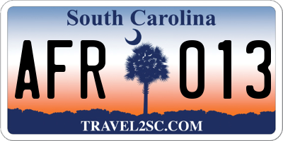 SC license plate AFR013
