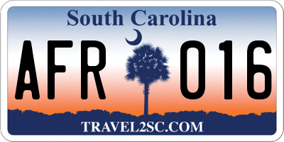 SC license plate AFR016