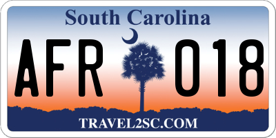 SC license plate AFR018