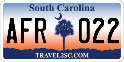 SC license plate AFR022