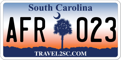 SC license plate AFR023