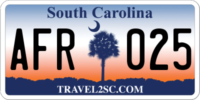 SC license plate AFR025