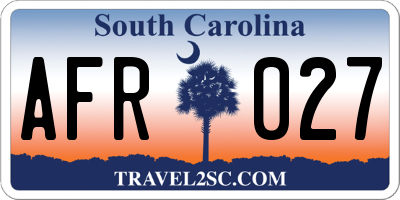 SC license plate AFR027