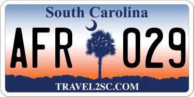 SC license plate AFR029