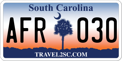 SC license plate AFR030