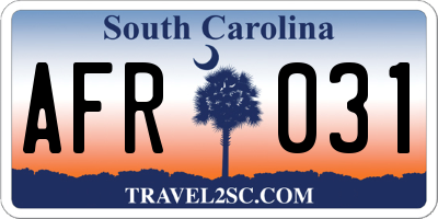 SC license plate AFR031