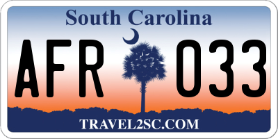 SC license plate AFR033