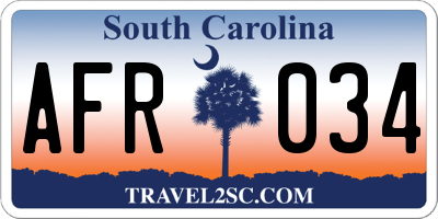 SC license plate AFR034