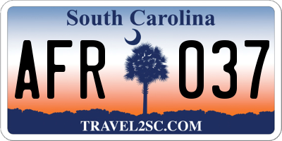 SC license plate AFR037