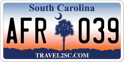 SC license plate AFR039