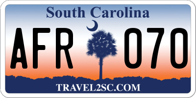 SC license plate AFR070