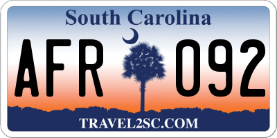 SC license plate AFR092