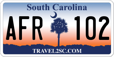SC license plate AFR102