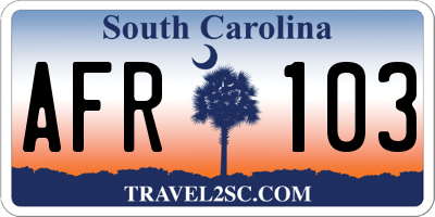 SC license plate AFR103